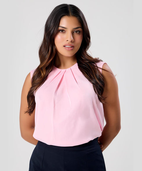 Round Neck Extended Sleeve Satin Top